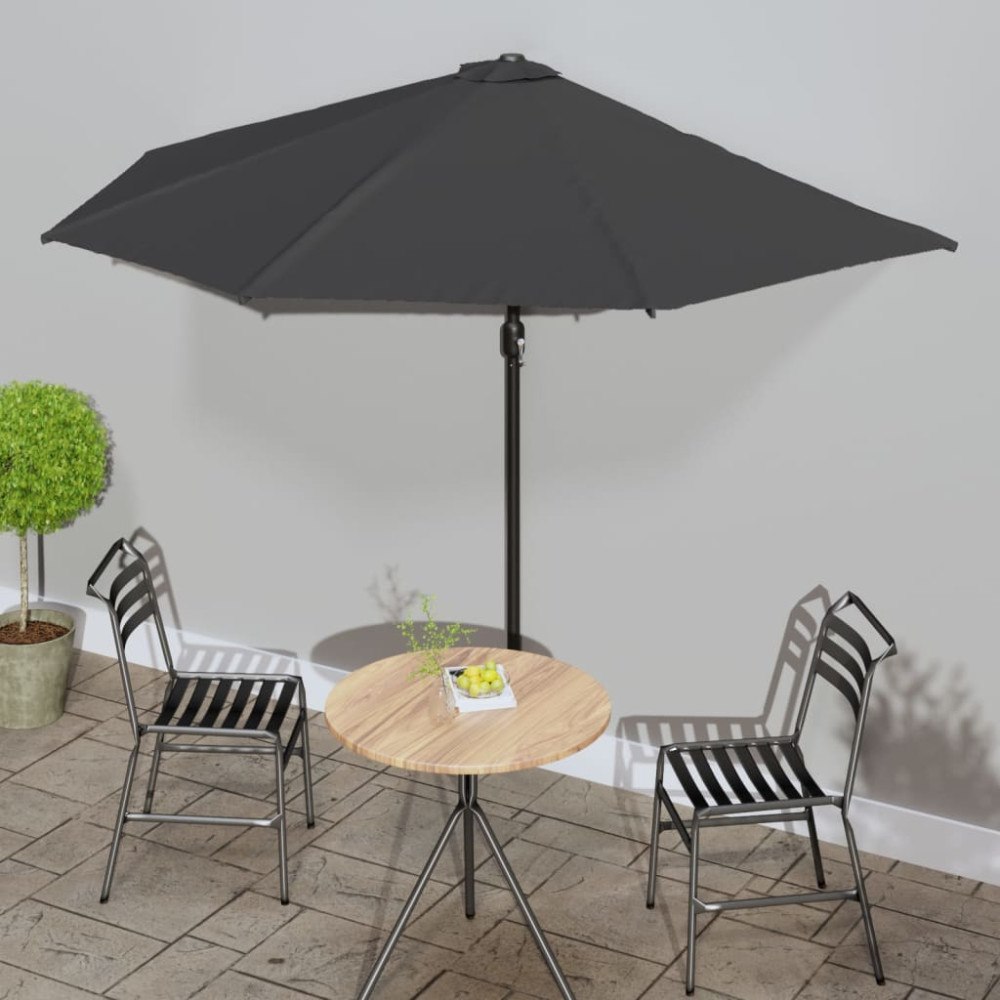 vidaXL Balkongparasoll m. aluminiumstolpe antracit 300x155 cm halvrunt