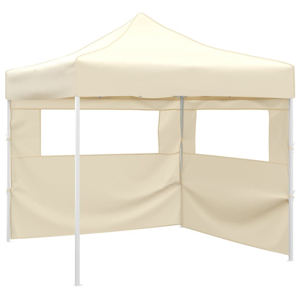 vidaXL Hopfällbart tält med 2 väggar 291x291x315 cm gräddvit