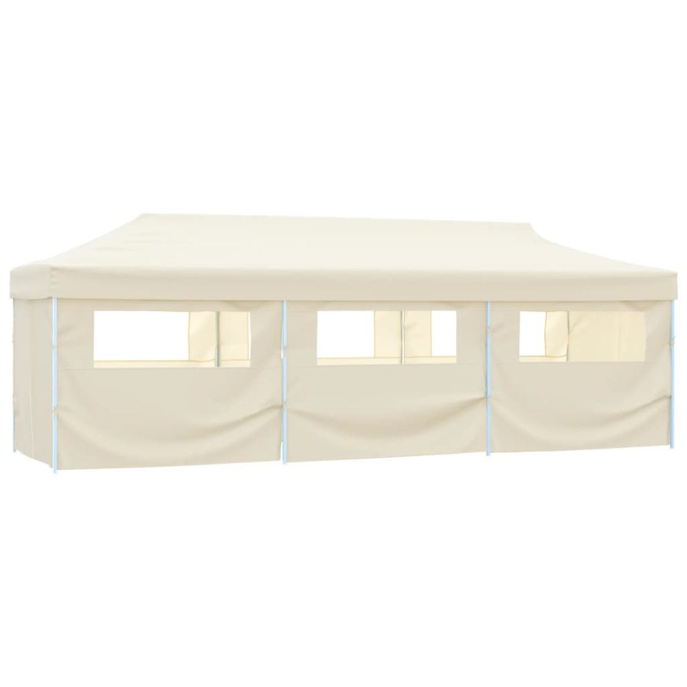 vidaXL Pop-Up hopfällbart partytält med 8 sidoväggar gräddvit 870x291x315 cm