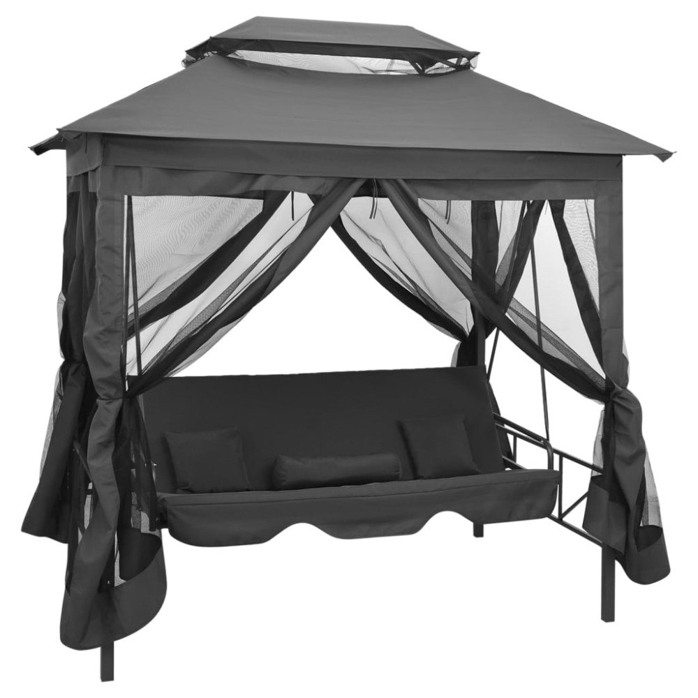 vidaXL Hammock med tak antracit 220x160x240 cm stål