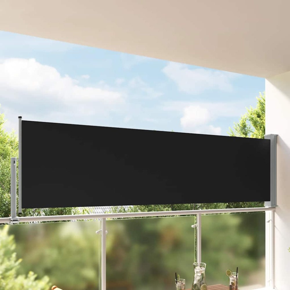 vidaXL Infällbar sidomarkis 100 x 300 cm svart