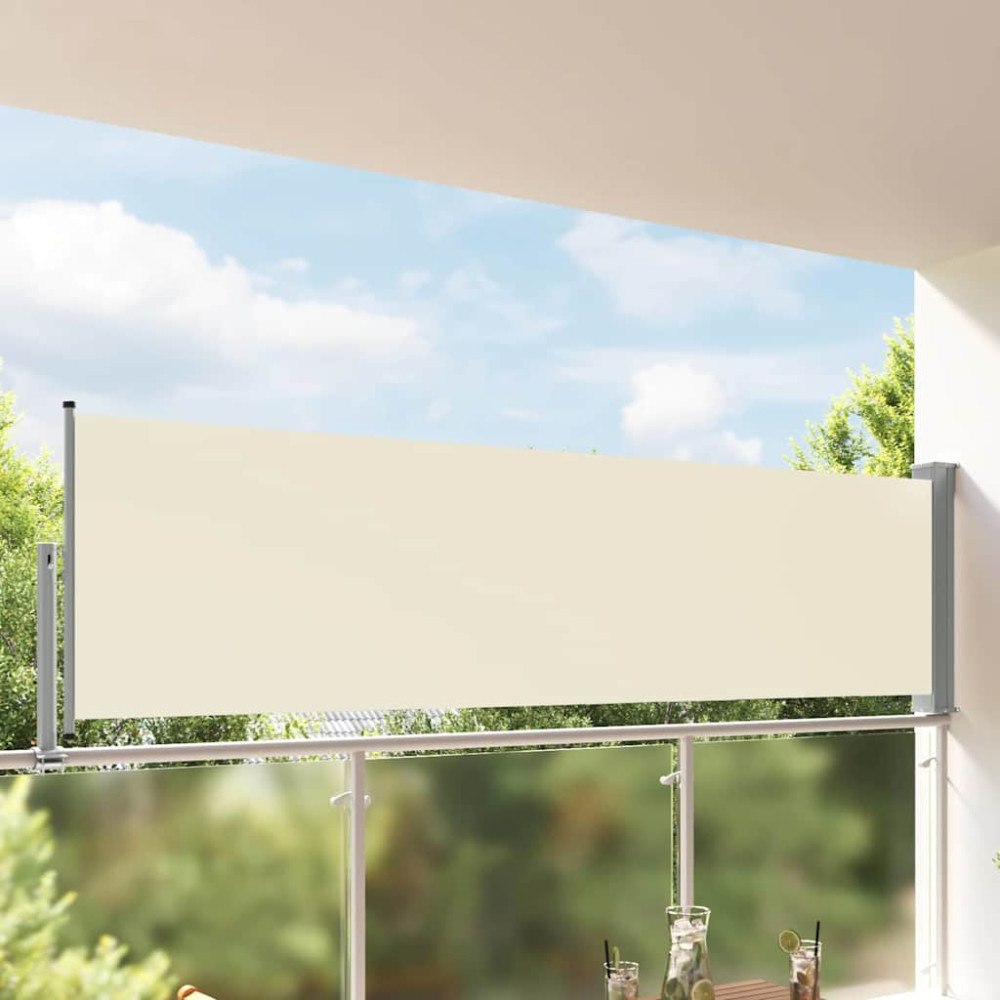 vidaXL Infällbar sidomarkis 100 x 300 cm gräddvit