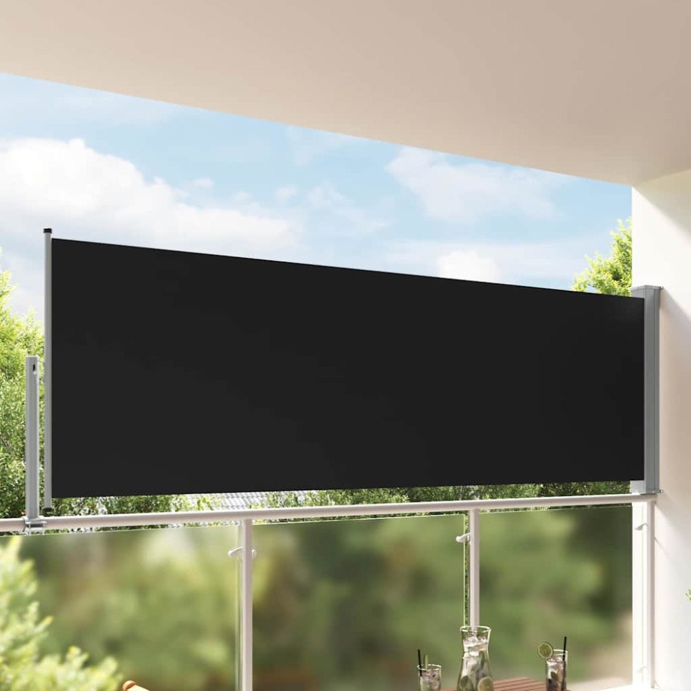 vidaXL Infällbar sidomarkis 120 x 300 cm svart