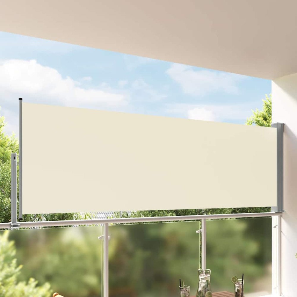 vidaXL Infällbar sidomarkis 120 x 300 cm gräddvit