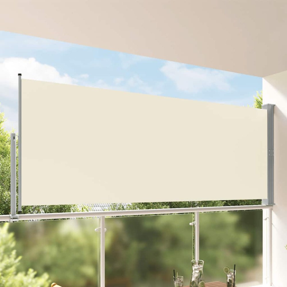 vidaXL Infällbar sidomarkis 140 x 300 cm gräddvit