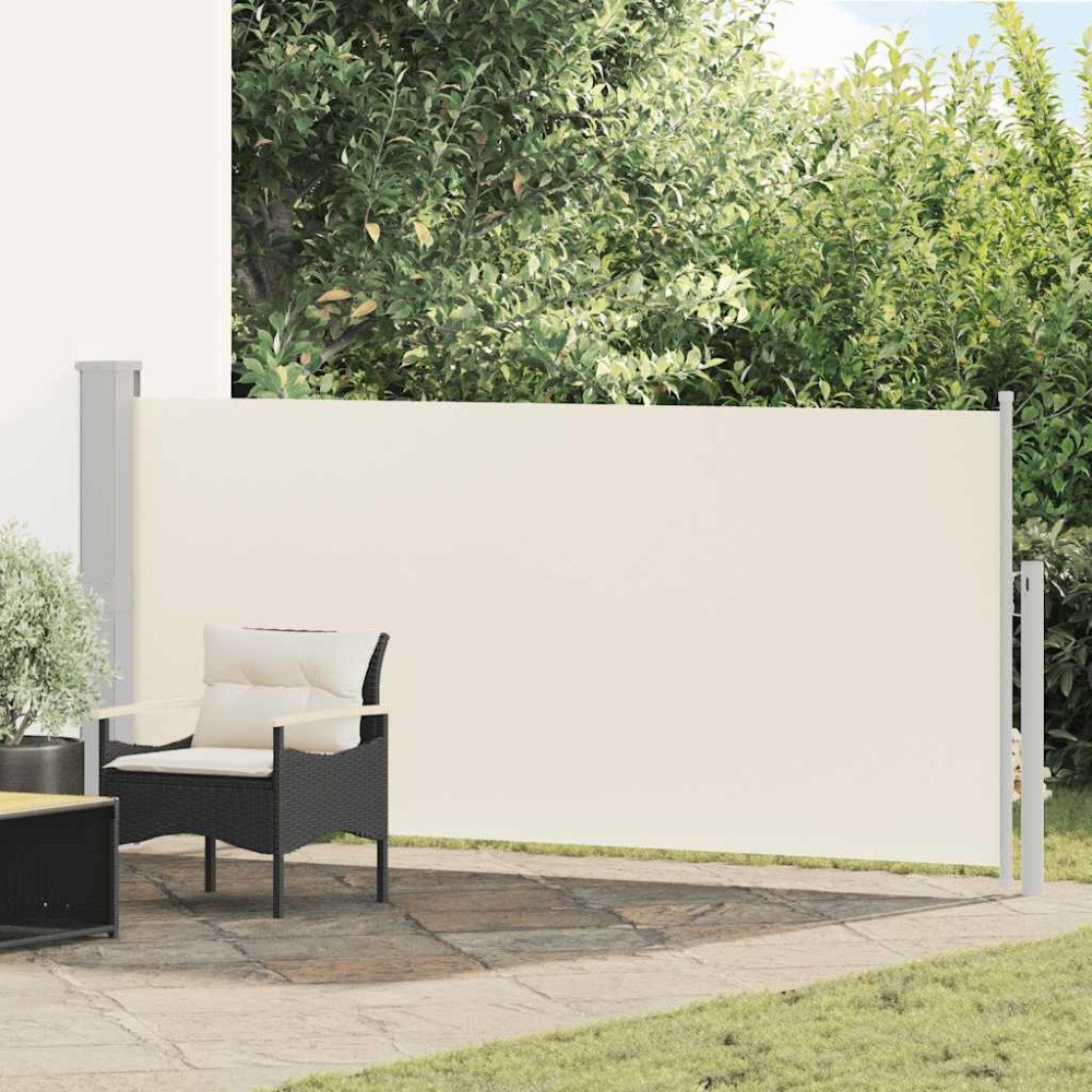 vidaXL Infällbar sidomarkis 140 x 314 cm gräddvit