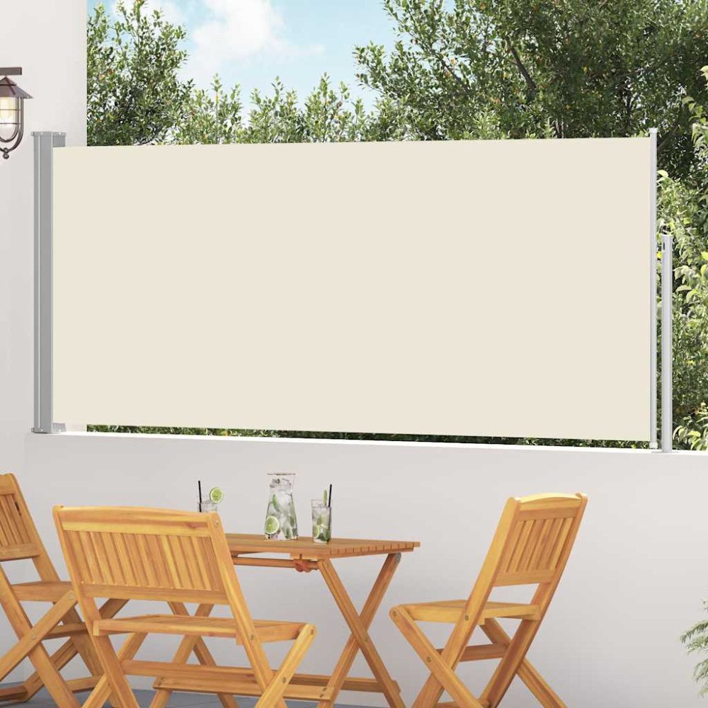 vidaXL Infällbar sidomarkis 117x314 cm gräddvit