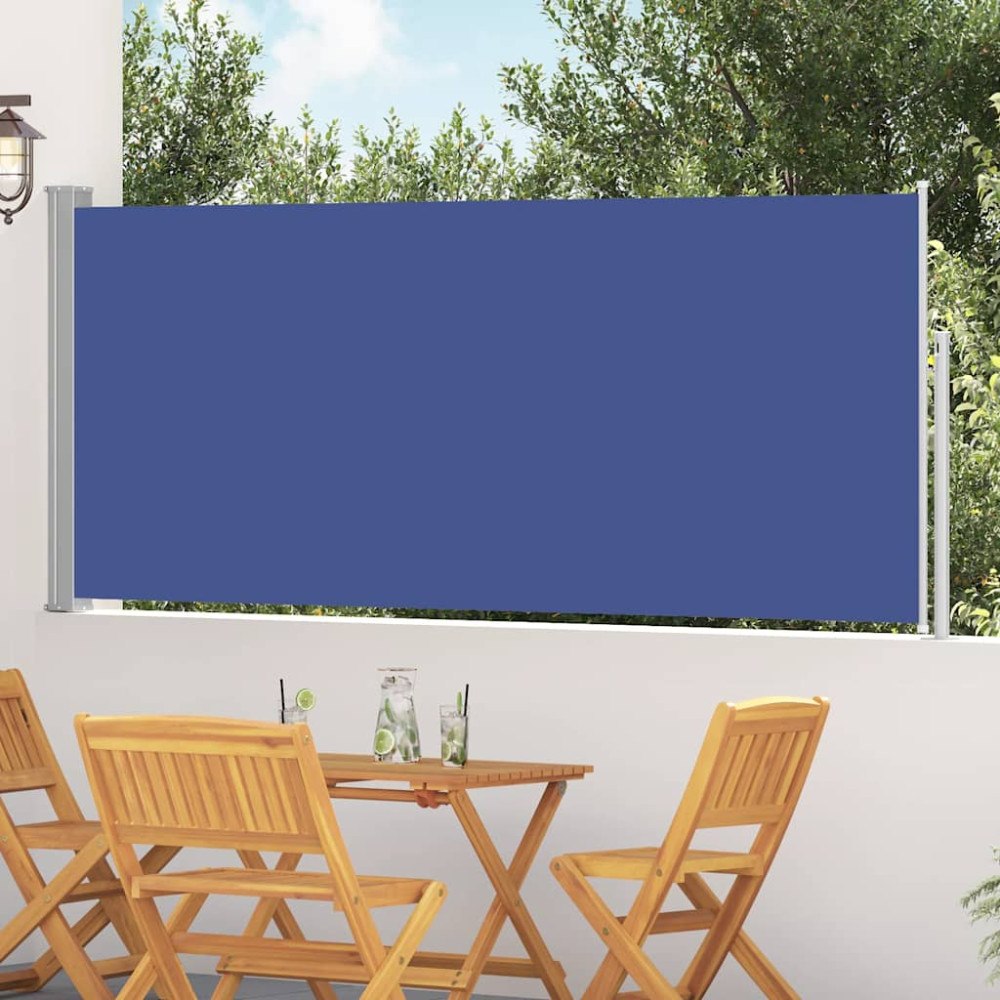vidaXL Infällbar sidomarkis 117x314 cm blå