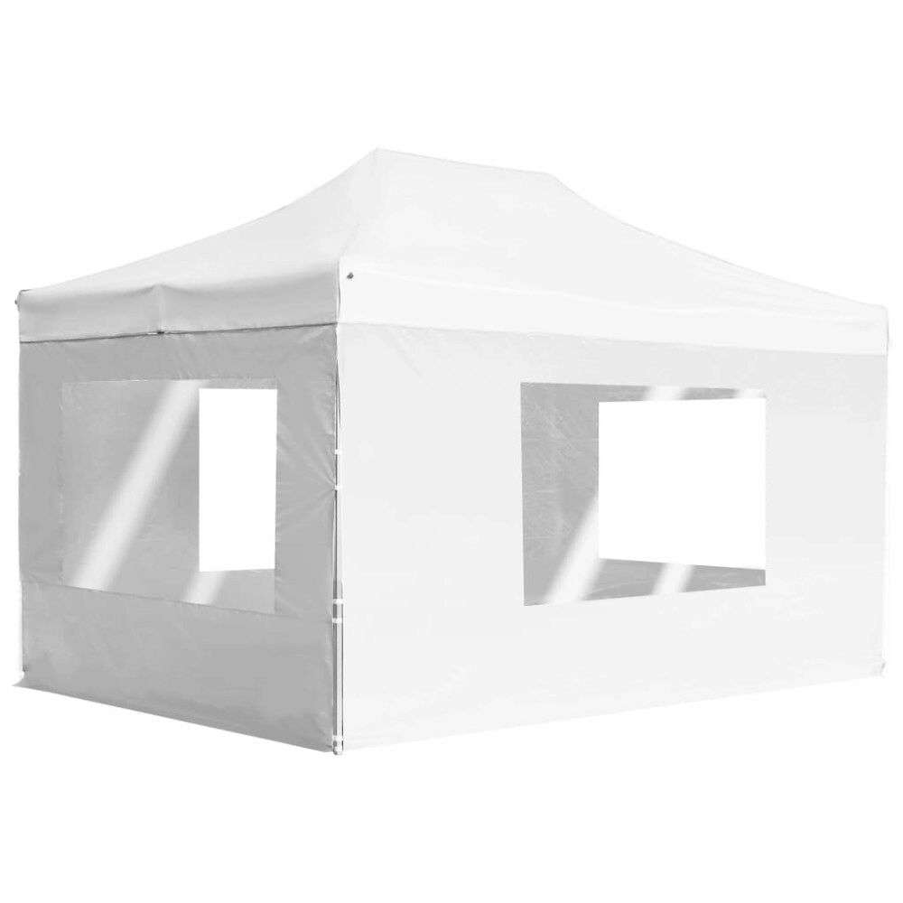 vidaXL Hopfällbart partytält med väggar aluminium 4,5x3 m vit