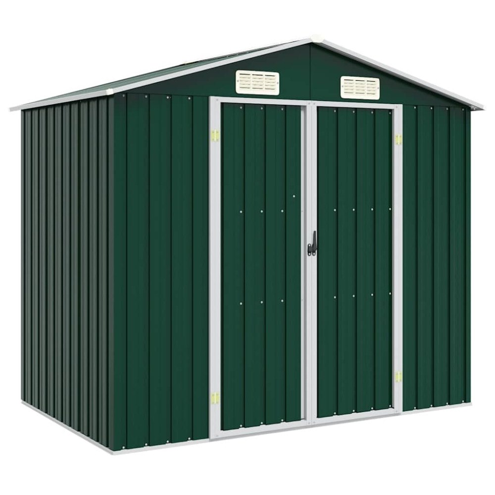 vidaXL Trädgårdsskjul grön 205x129x183 cm galvaniserat stål