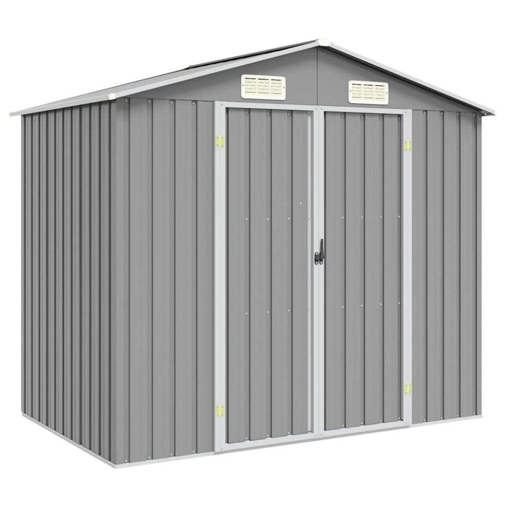 vidaXL Trädgårdsskjul grå 205x129x183 cm galvaniserat stål