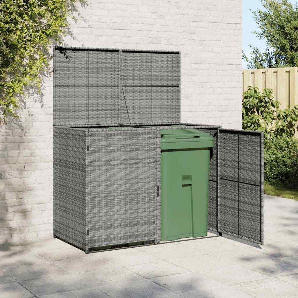 vidaXL Skjul för 2 soptunnor konstrotting antracit 148x77x111 cm