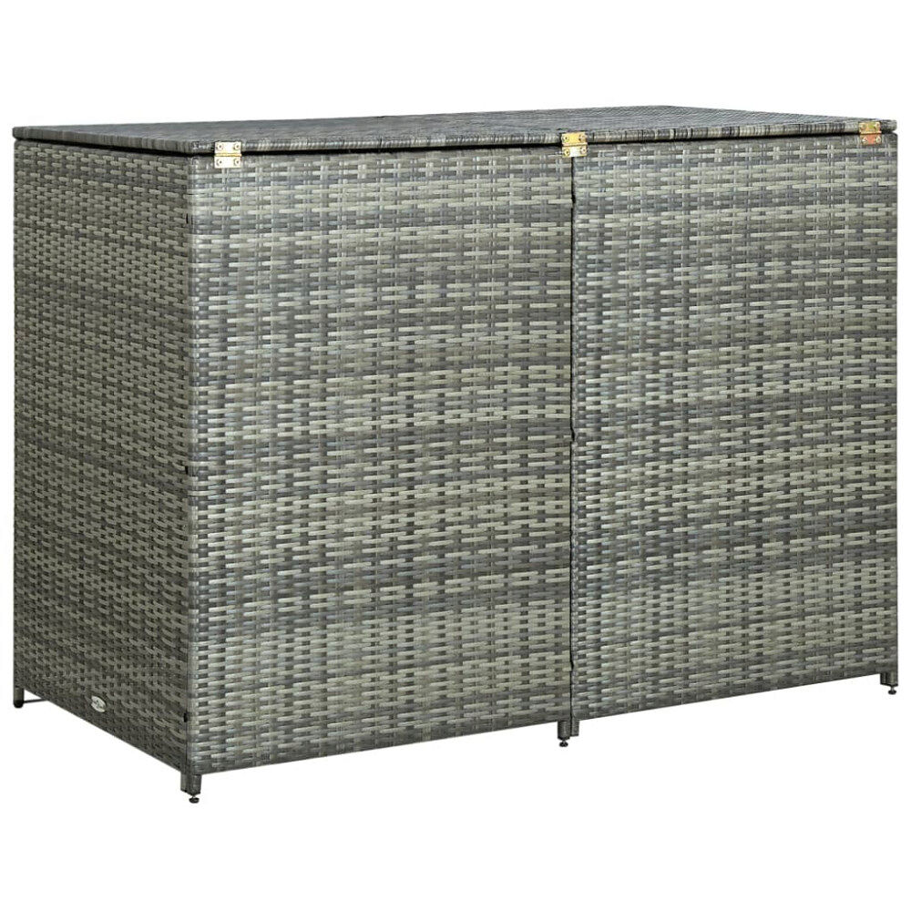 vidaXL Skjul för 2 soptunnor konstrotting antracit 148x77x111 cm