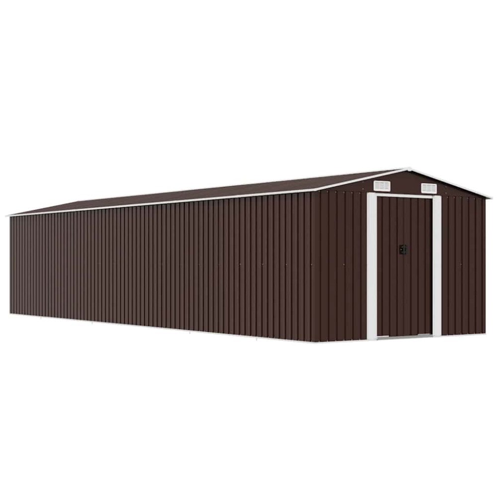 vidaXL Trädgårdsskjul brun 257x779x181 cm galvaniserat stål