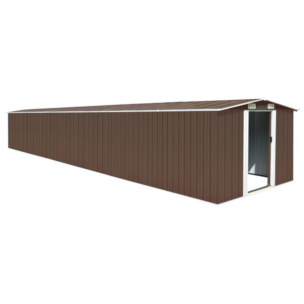 vidaXL Trädgårdsskjul brun 257x779x181 cm galvaniserat stål