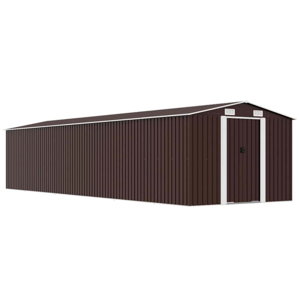 vidaXL Trädgårdsskjul brun 257x990x181 cm galvaniserat stål
