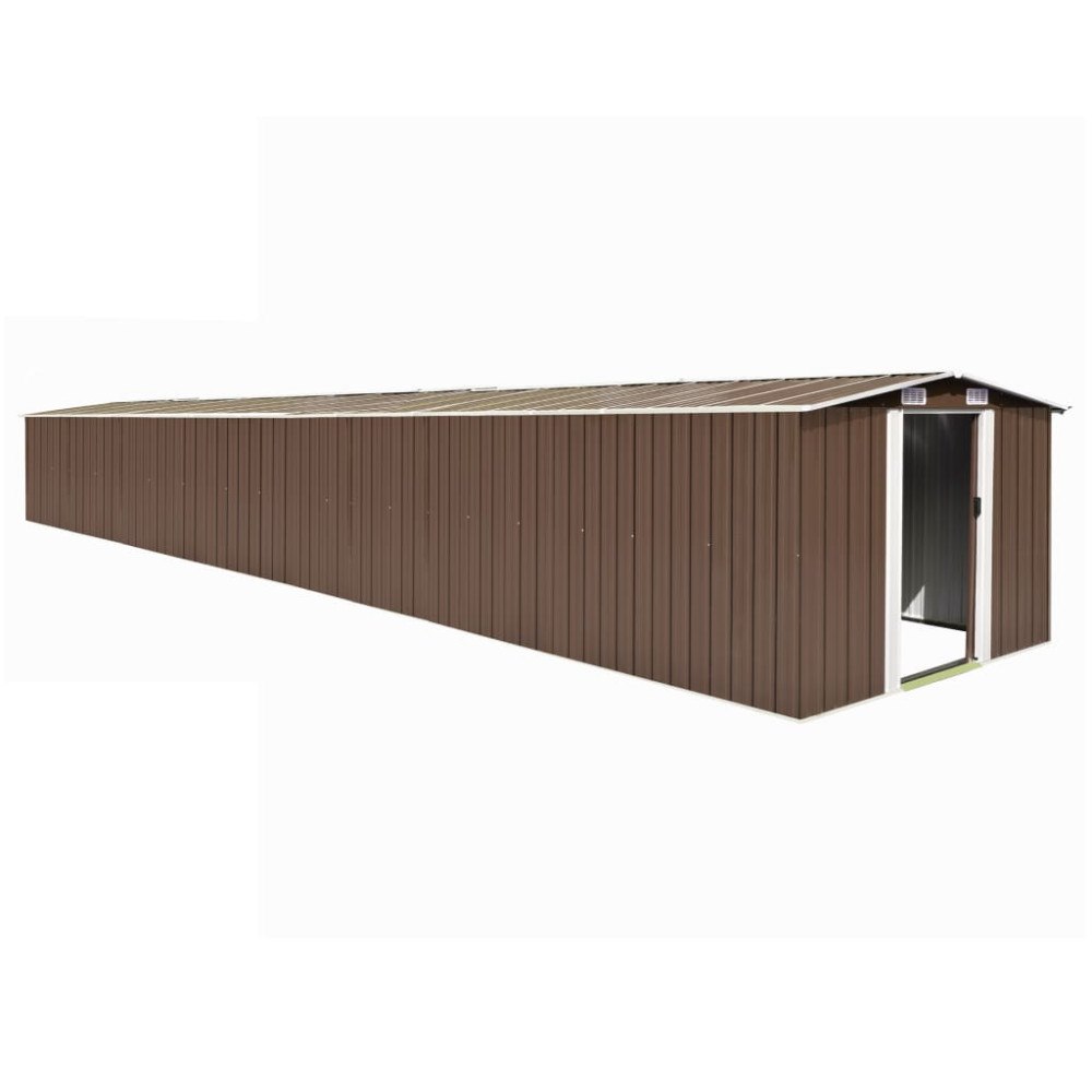 vidaXL Trädgårdsskjul brun 257x990x181 cm galvaniserat stål