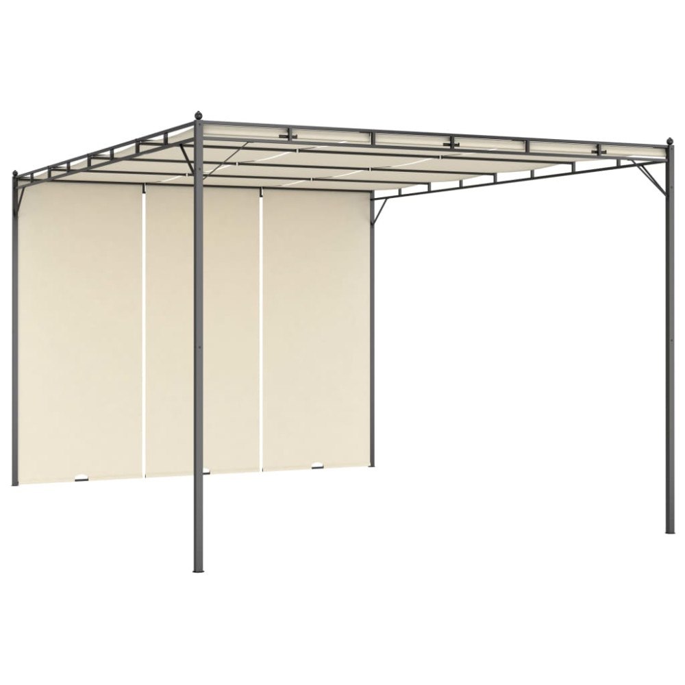 vidaXL Trädgårdspaviljong med draperier 4x3x2,25 m gräddvit