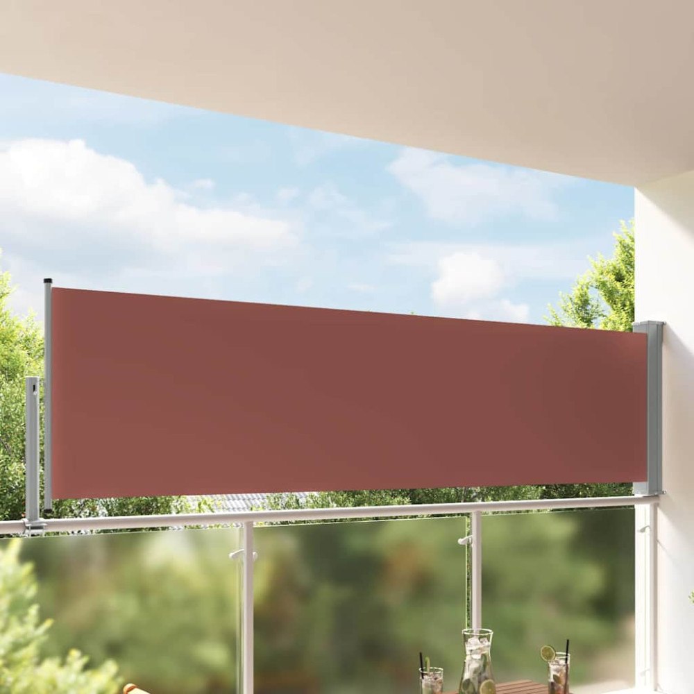 vidaXL Infällbar sidomarkis 100x300 cm brun