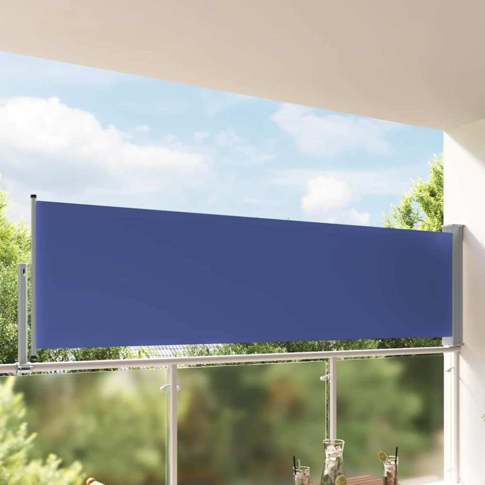 vidaXL Infällbar sidomarkis 100x300 cm blå