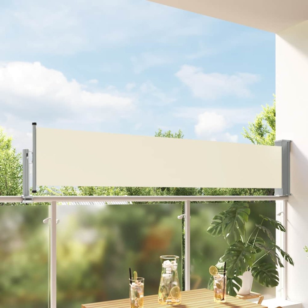 vidaXL Infällbar sidomarkis 60x300 cm gräddvit