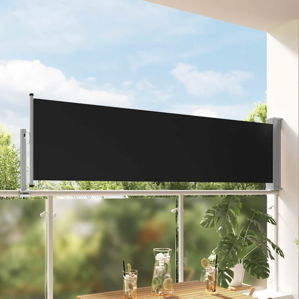 vidaXL Infällbar sidomarkis 80x300 cm svart