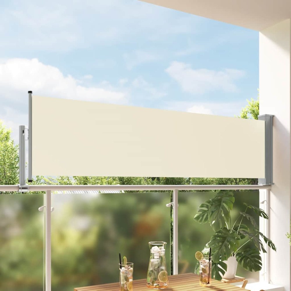 vidaXL Infällbar sidomarkis 80x300 cm gräddvit