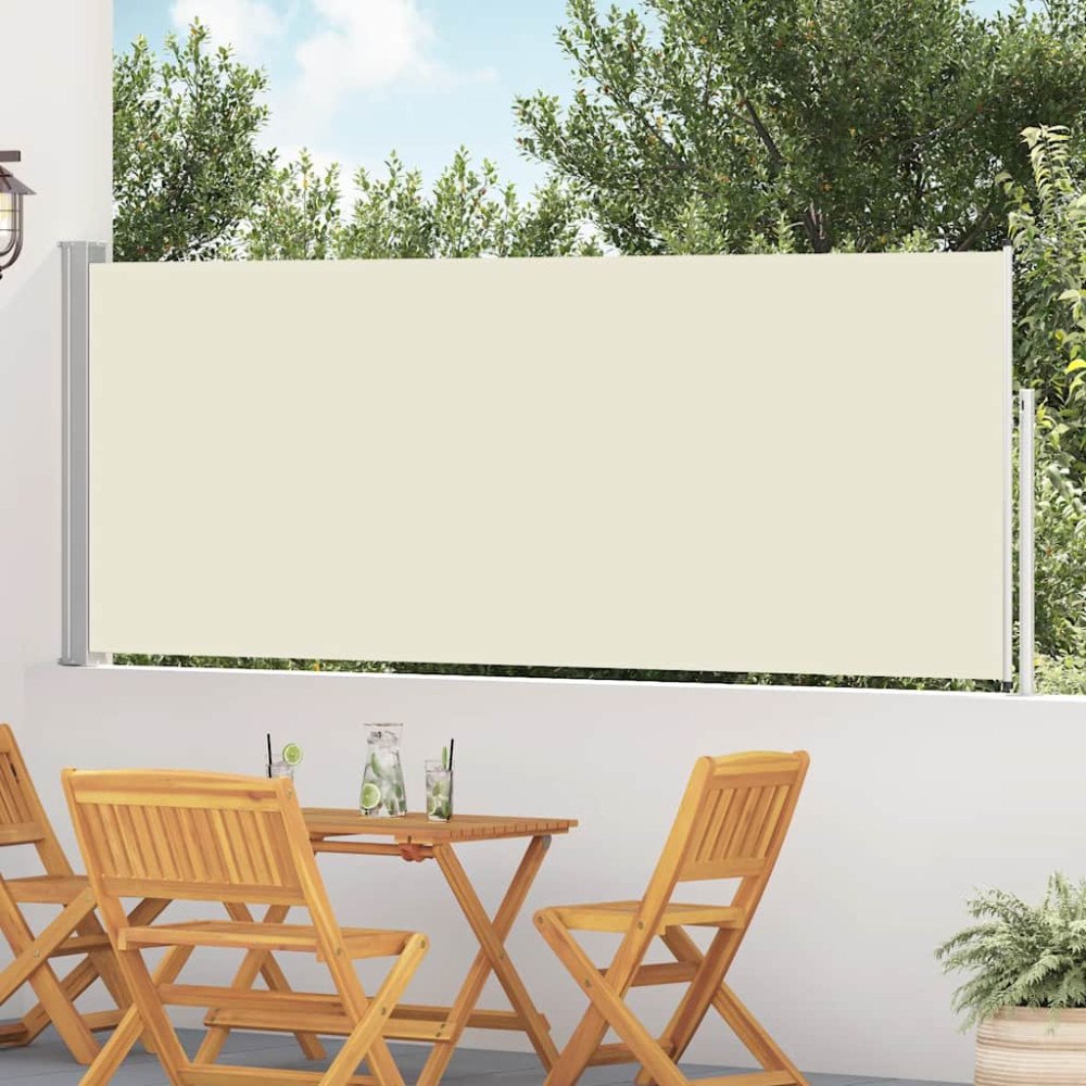 vidaXL Infällbar sidomarkis 117x514 cm gräddvit