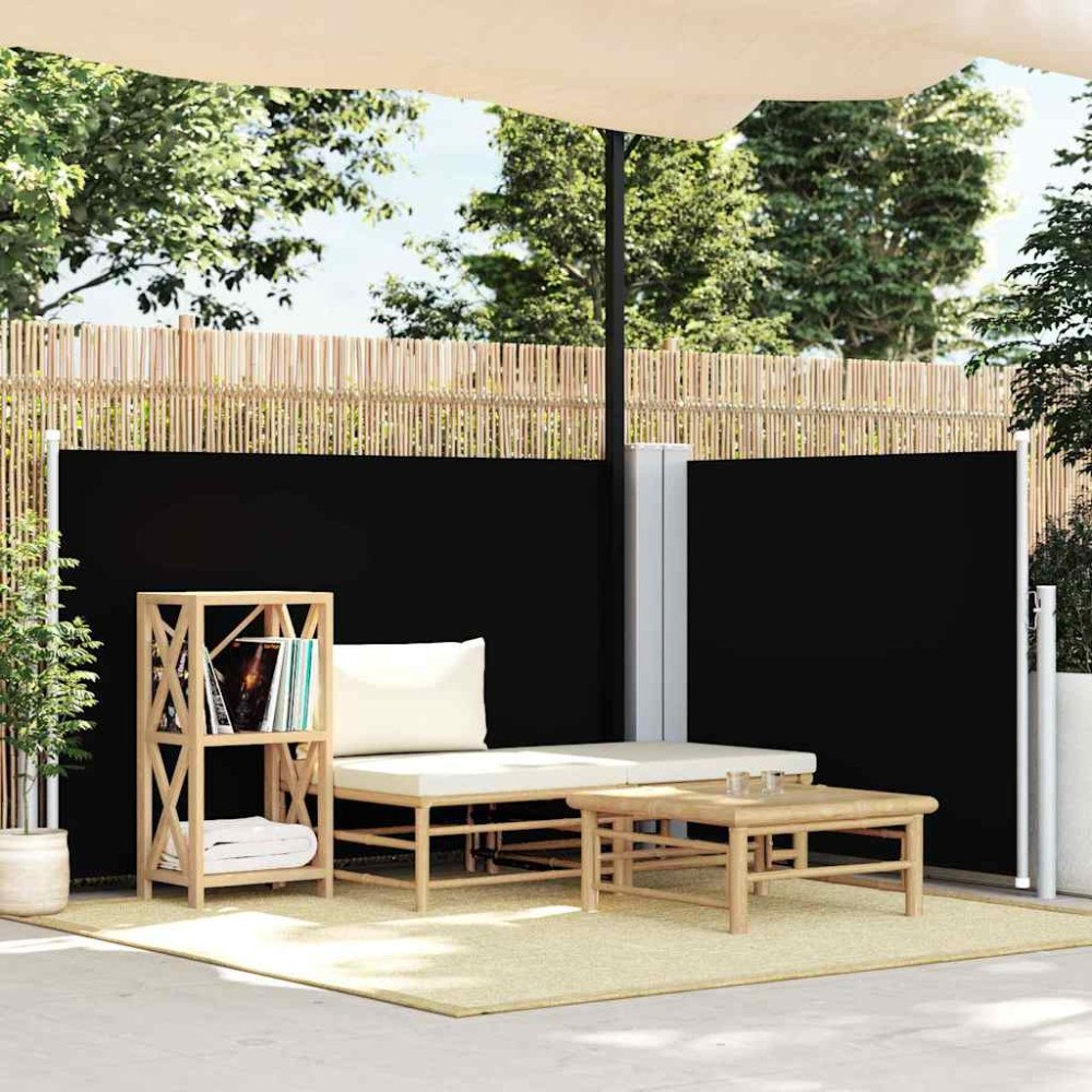 vidaXL Infällbar sidomarkis svart 100x600 cm