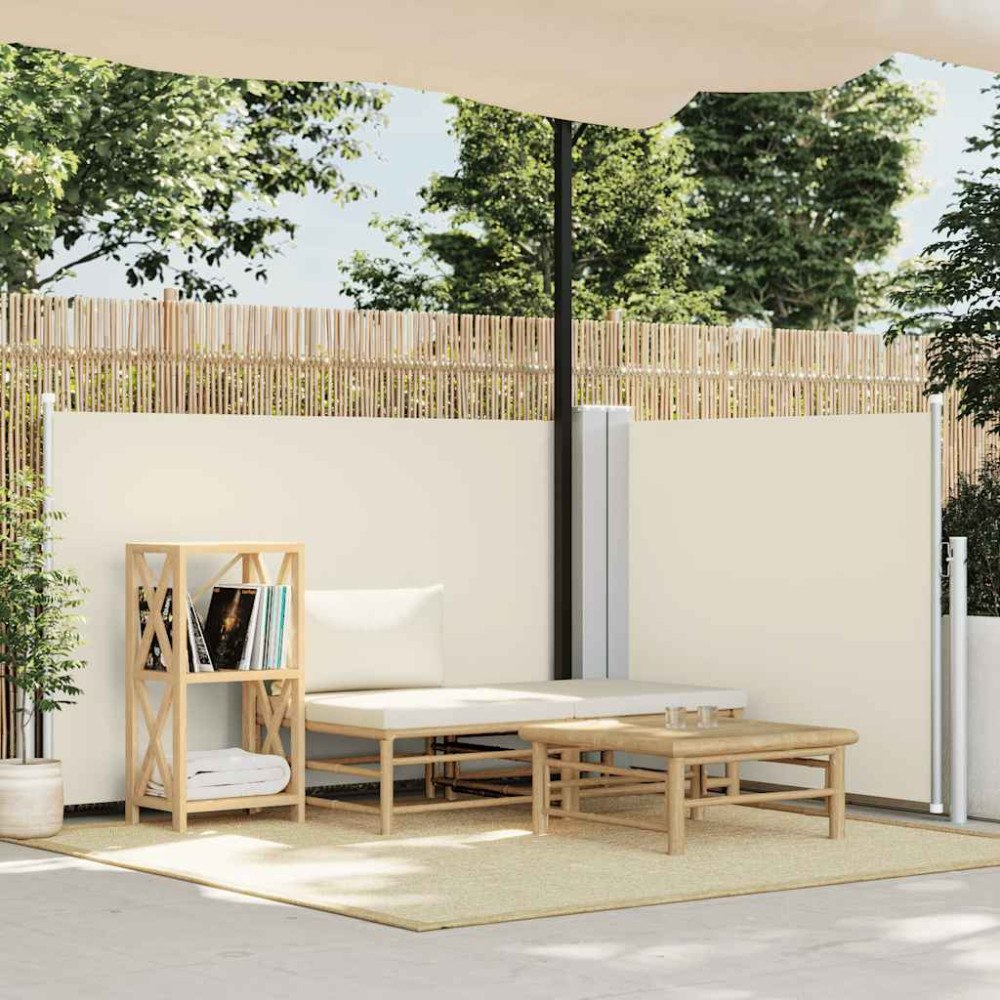 vidaXL Infällbar sidomarkis gräddvit 100x600 cm