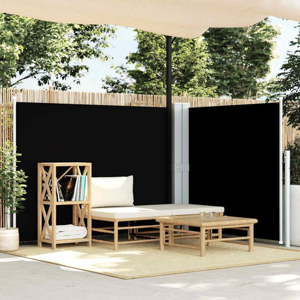 vidaXL Infällbar sidomarkis svart 140x600 cm