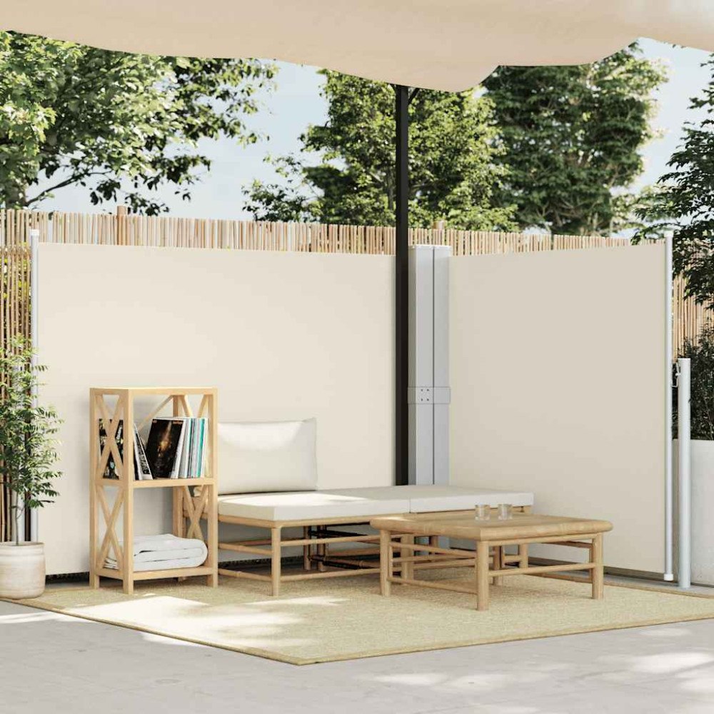 vidaXL Infällbar sidomarkis gräddvit 140x600 cm