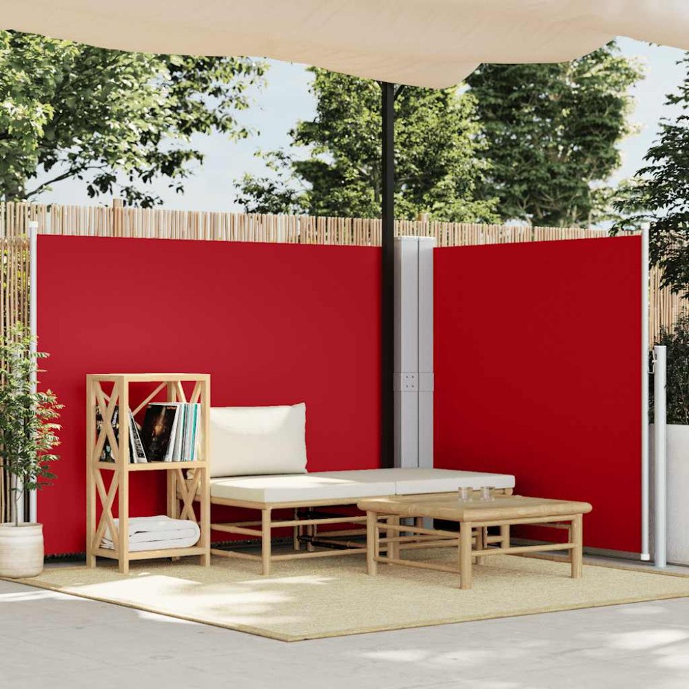 vidaXL Infällbar sidomarkis röd 140x600 cm