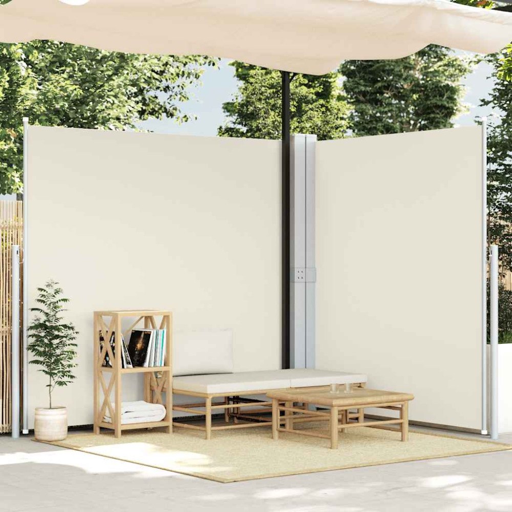 vidaXL Infällbar sidomarkis dubbel 170x600 cm gräddvit