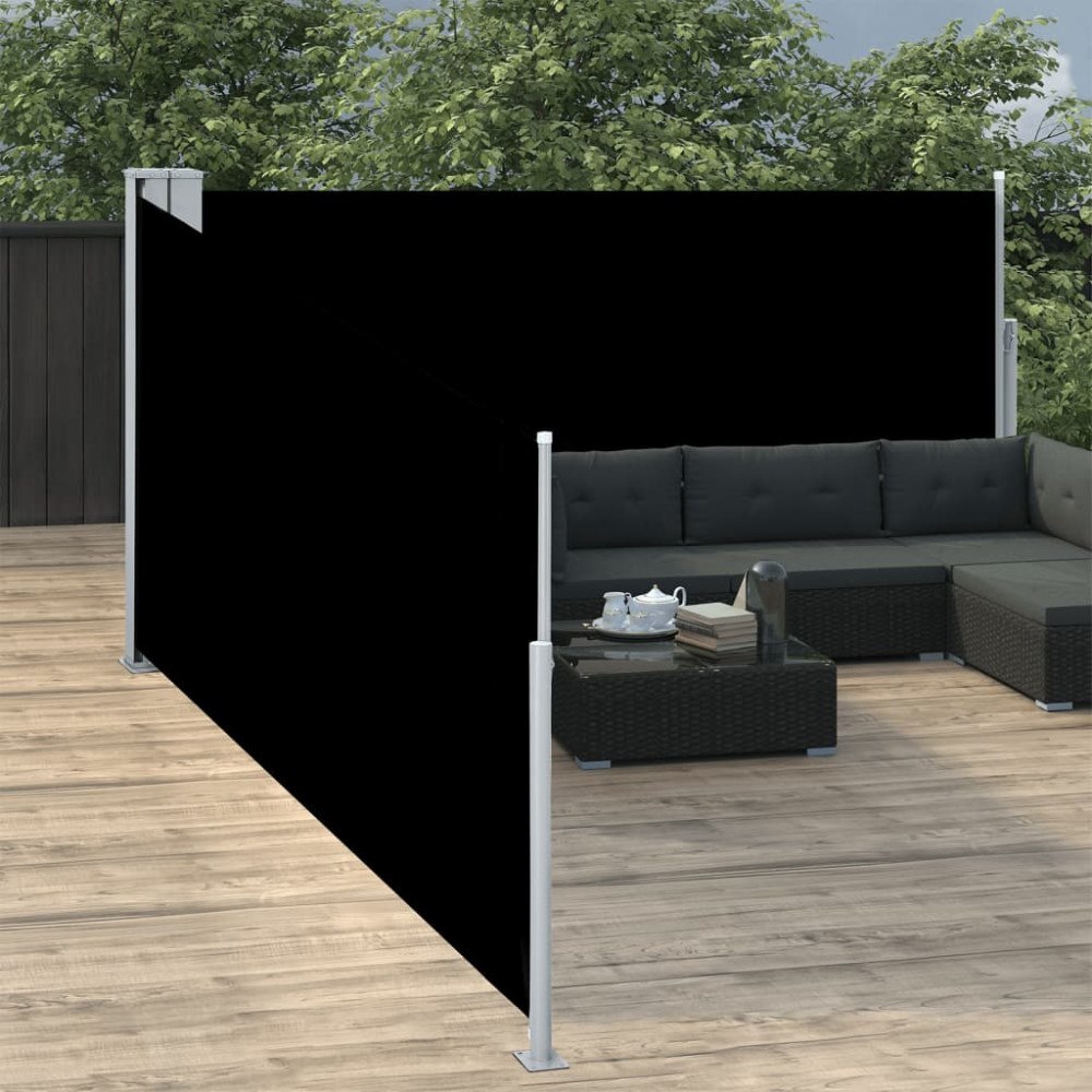 vidaXL Infällbar sidomarkis svart 100x1000 cm