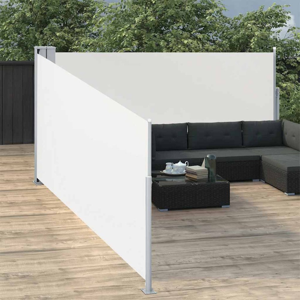 vidaXL Infällbar sidomarkis gräddvit 100x1000 cm