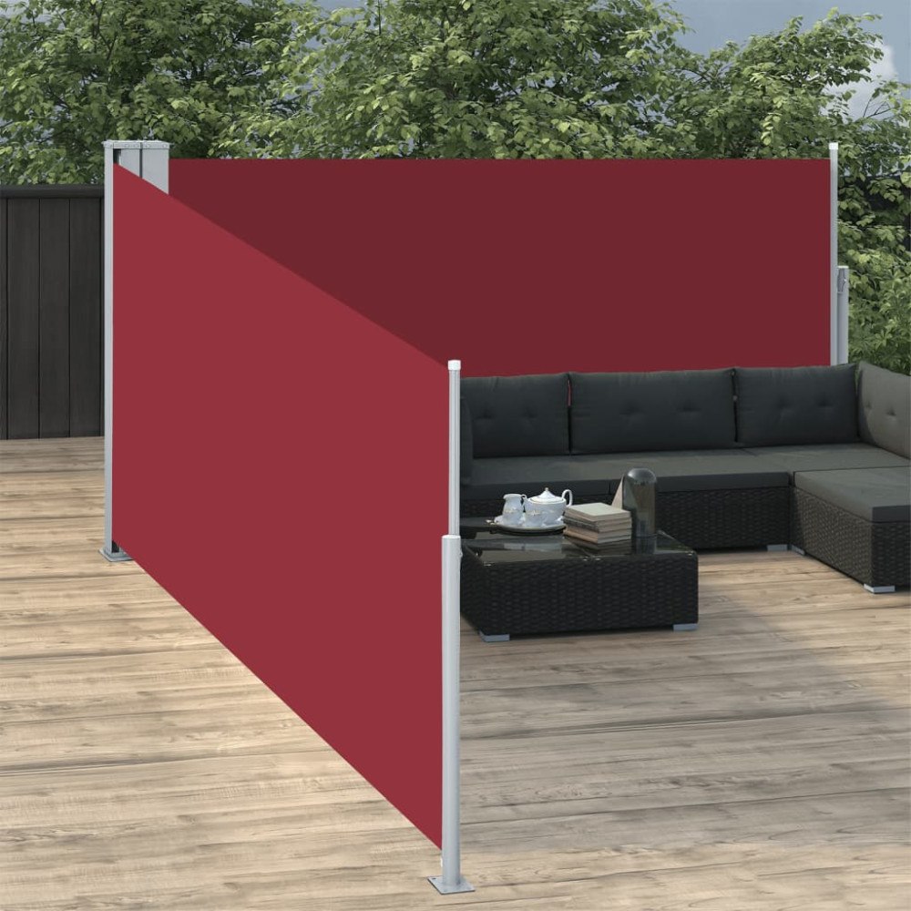 vidaXL Infällbar sidomarkis röd 100x1000 cm