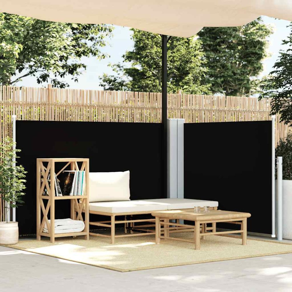 vidaXL Infällbar sidomarkis svart 120x1000 cm