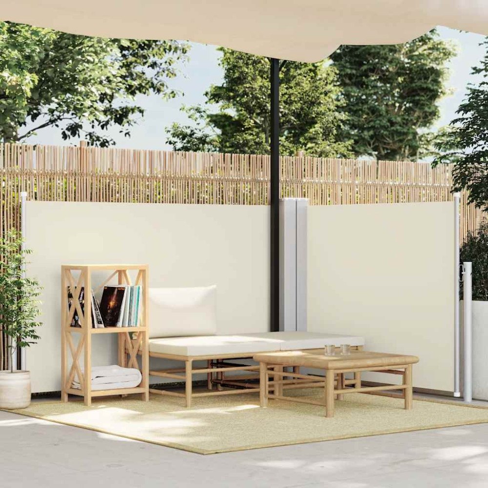 vidaXL Infällbar sidomarkis gräddvit 120x1000 cm