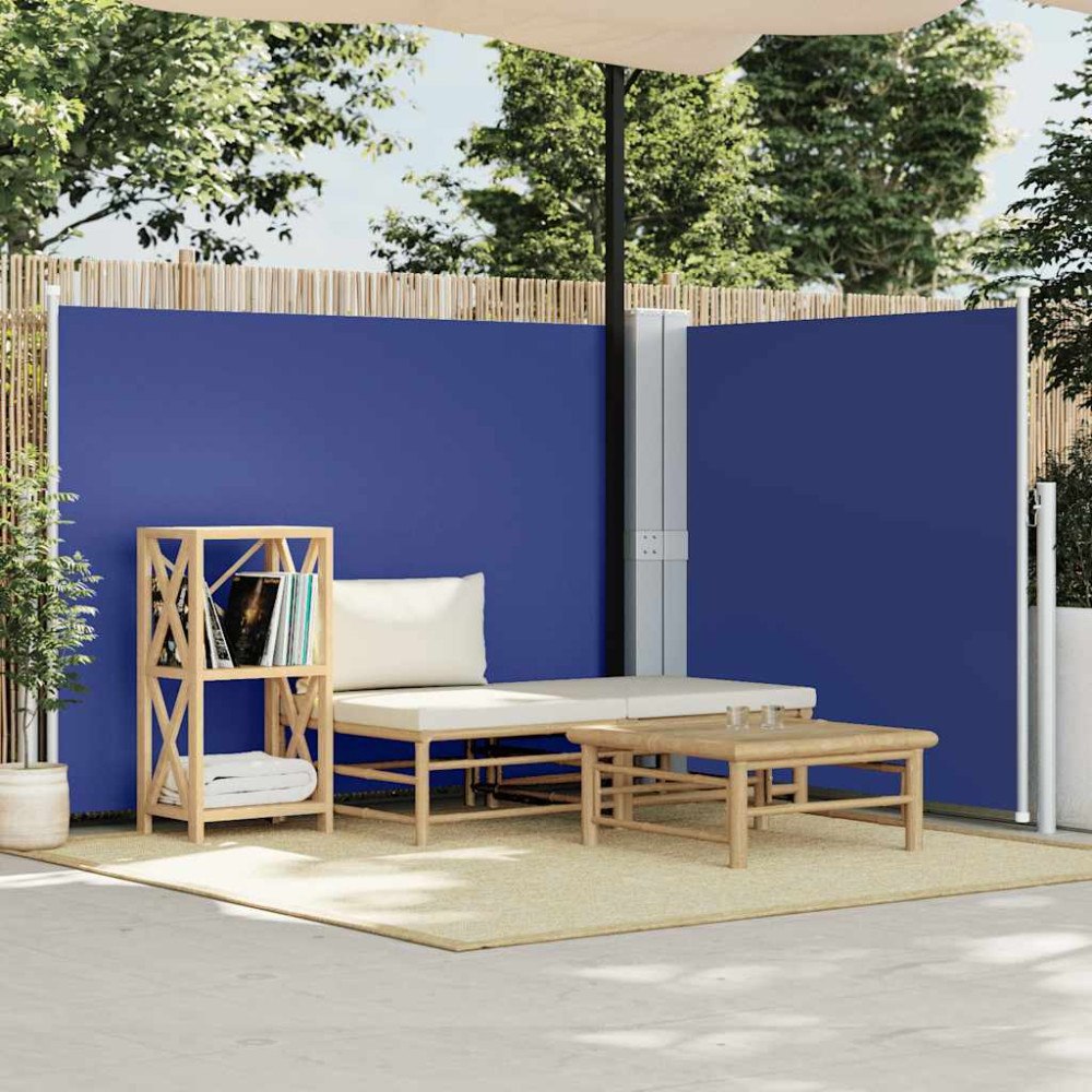 vidaXL Infällbar sidomarkis blå 140x1000 cm