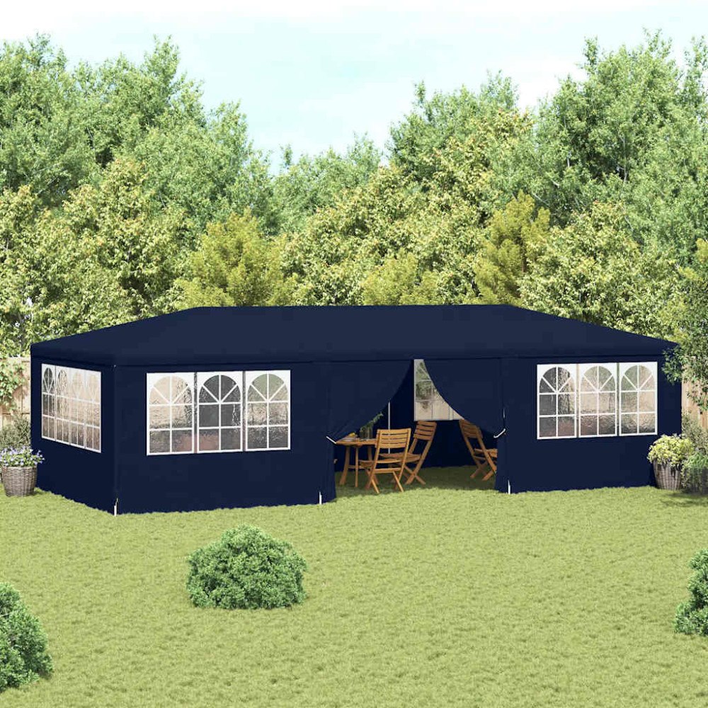 vidaXL Professionellt partytält med väggar 4x9 m blå 90 g/m²