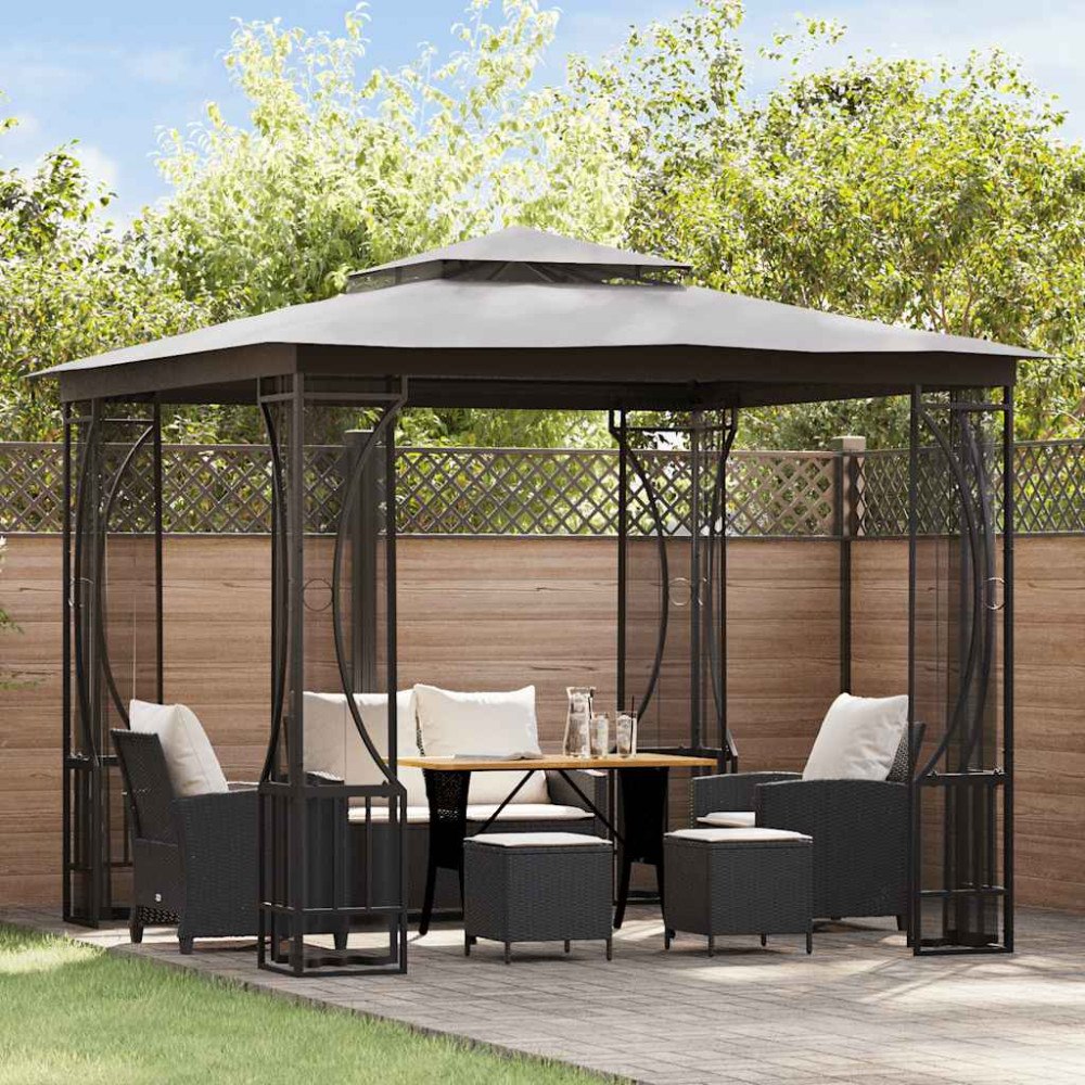 vidaXL Paviljong med nät 300x300x265 cm antracit
