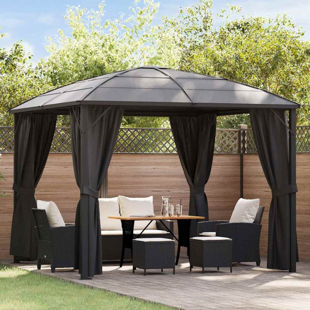vidaXL Paviljong med draperier 300x300x265 cm antracit