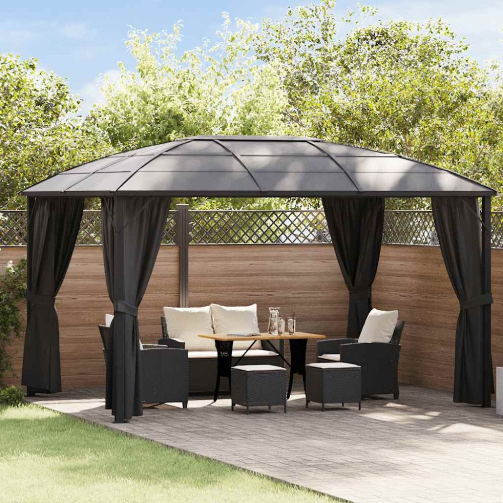 vidaXL Paviljong med draperi 400x300x265 cm antracit