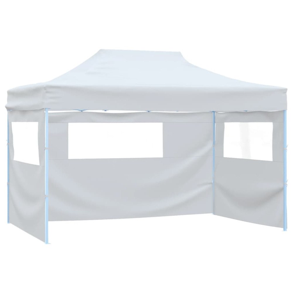 vidaXL Hopfällbart partytält med 3 väggar 291x413x315 cm vit