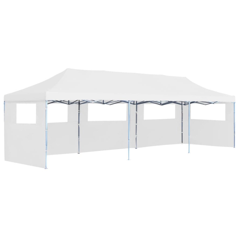 vidaXL Pop-Up hopfällbart partytält med 5 sidoväggar 3x9 m vit