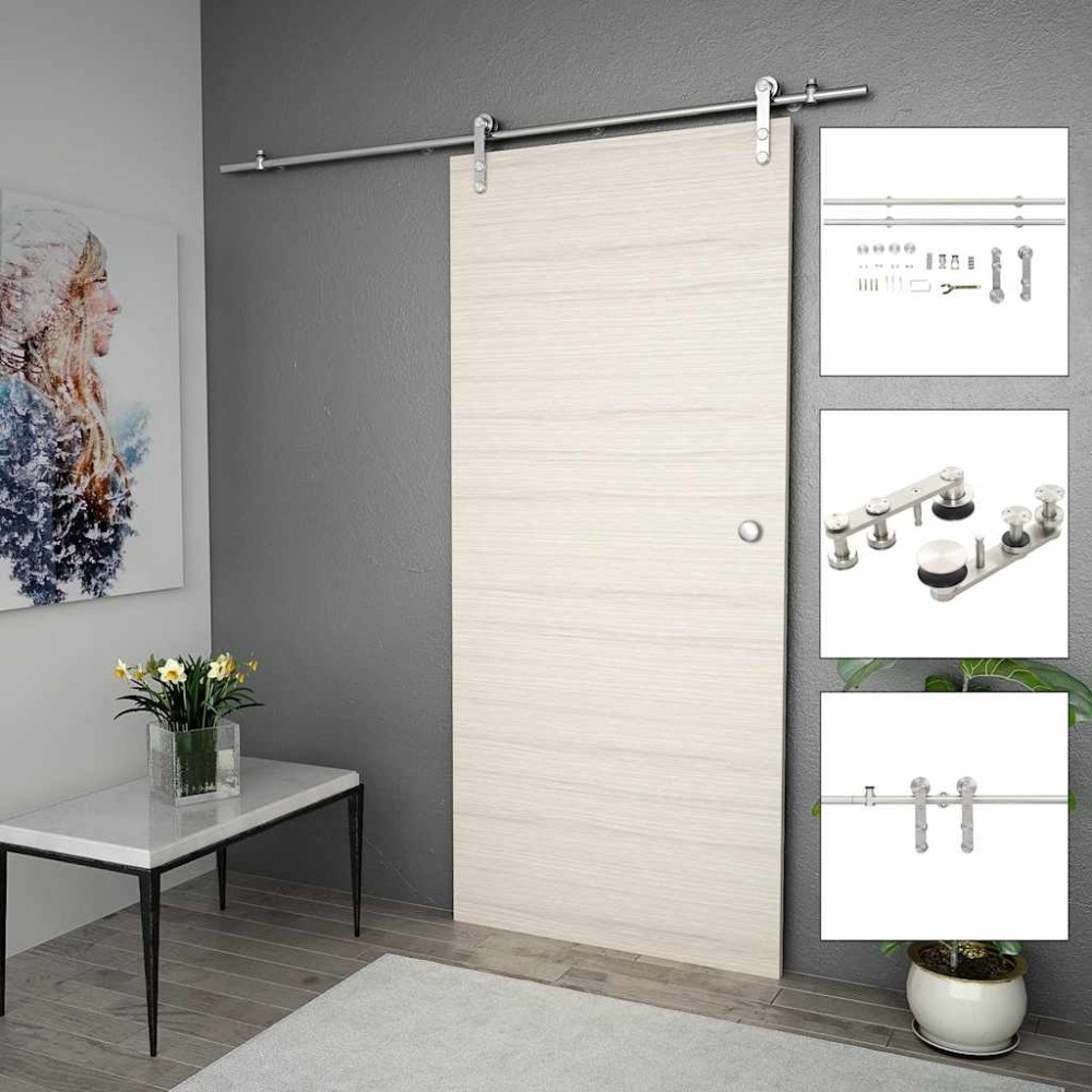 vidaXL Skjutdörrsbeslag 183 cm rostfritt stål silver
