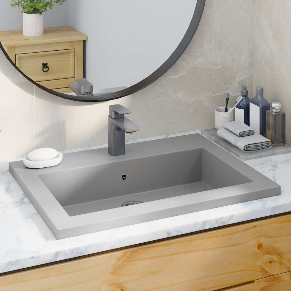 vidaXL Handfat granit 600x450x120 mm grå