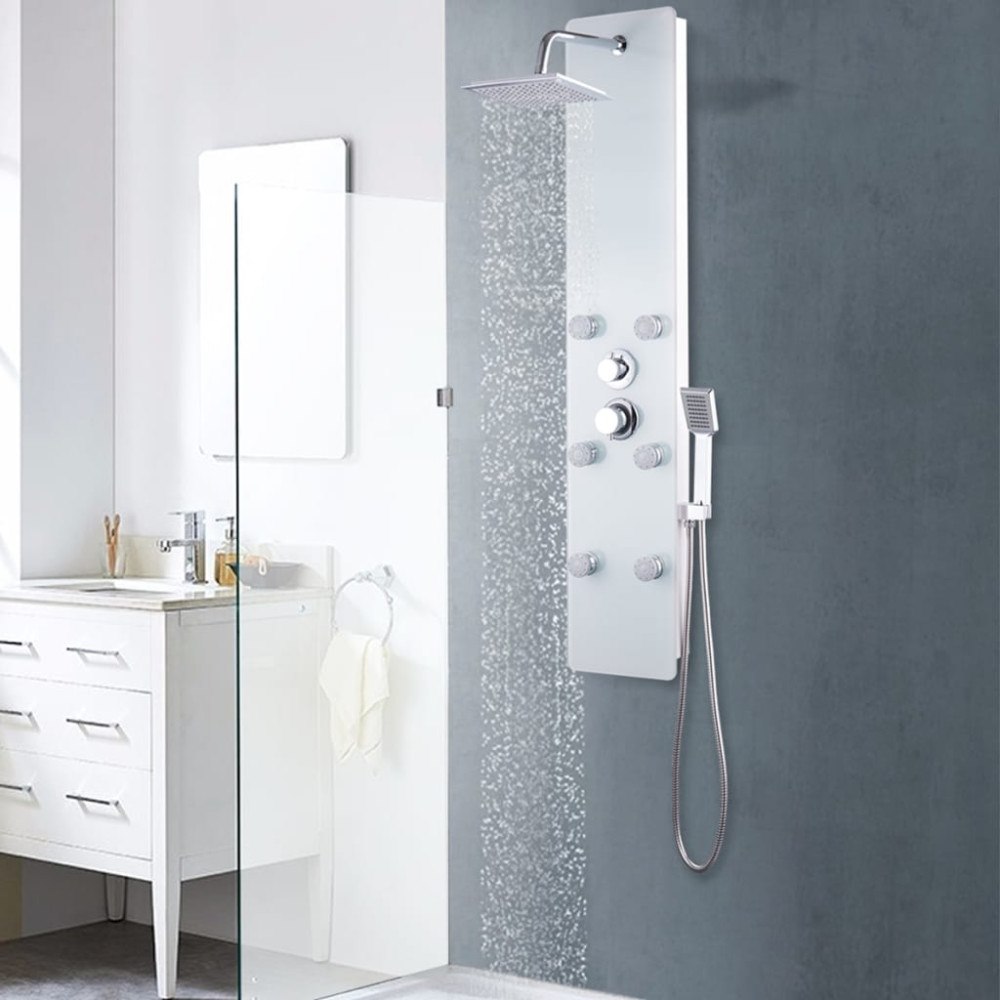 vidaXL Duschpanel glas 25x44,6x130 cm vit
