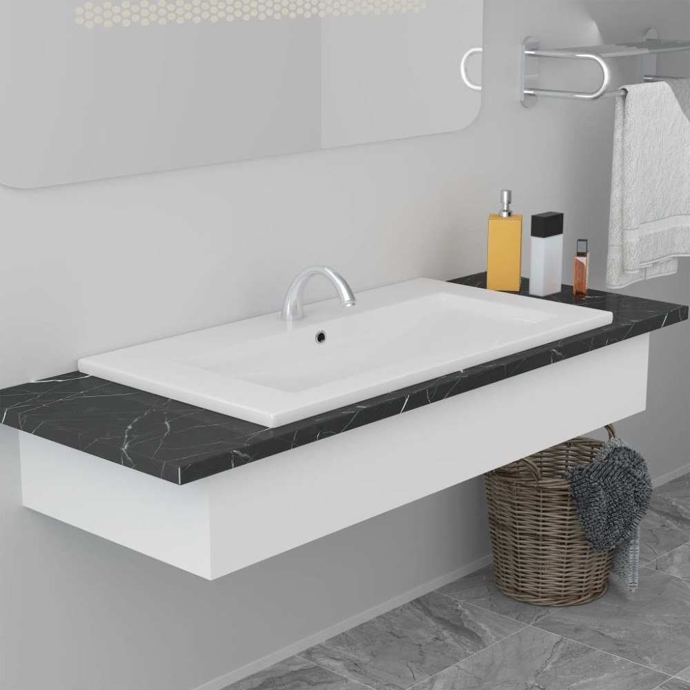 vidaXL Inbyggt handfat 81x39,5x18,5 cm keramik vit